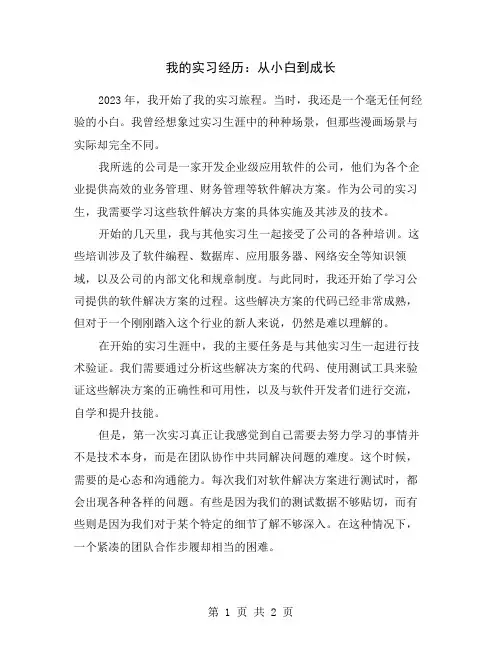 我的实习经历：从小白到成长