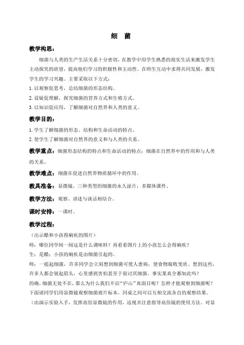 青岛小学科学五上《2 细菌》word教案 (4)