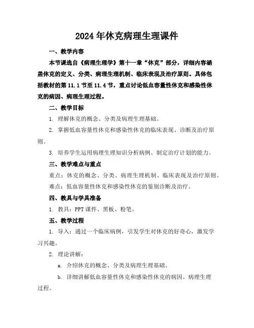 2024年休克病理生理课件
