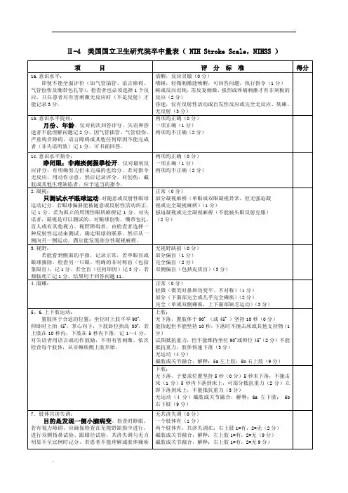 NIHSS_评分量表