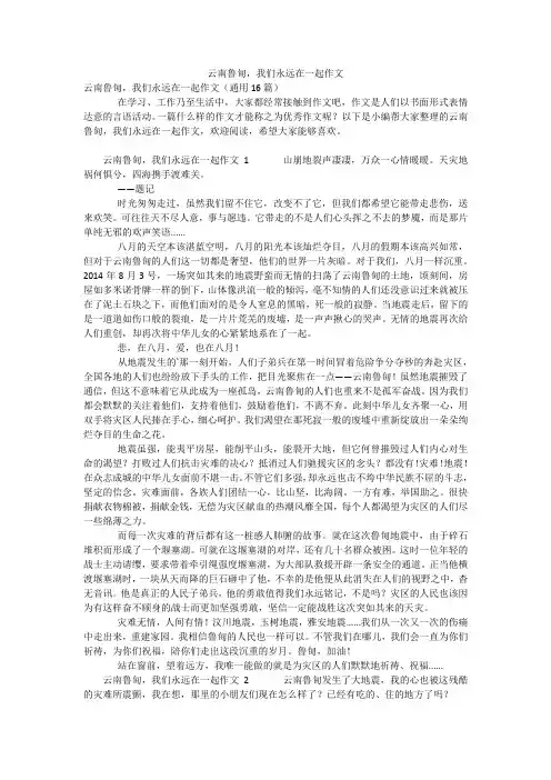 云南鲁甸,我们永远在一起作文