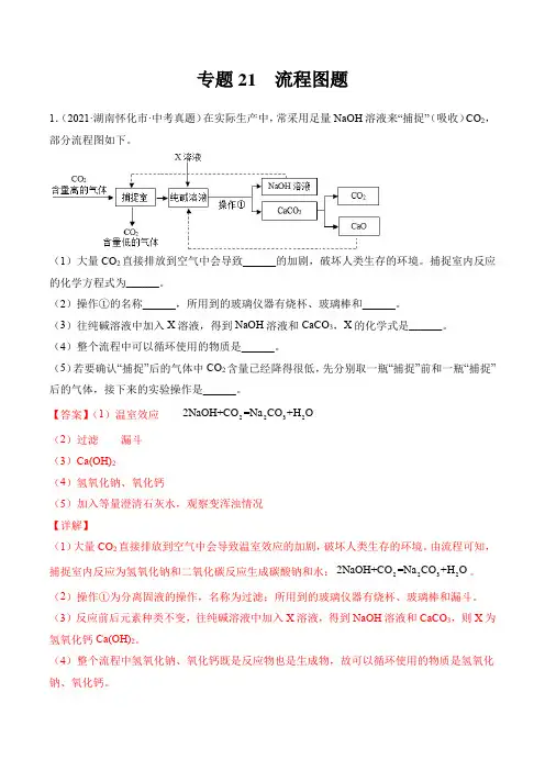 专题21-流程图题-2021年中考化学真题分项汇编(全国通用)(第02期)(解析版)