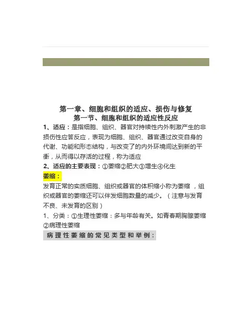 《病理学》第一章第一节、细胞和组织的适应性反应