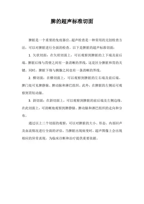 脾的超声标准切面