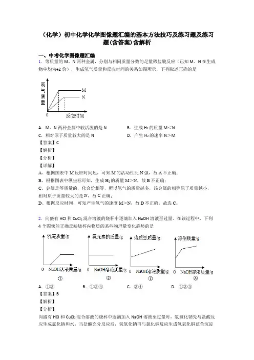 (化学)初中化学化学图像题汇编的基本方法技巧及练习题及练习题(含答案)含解析