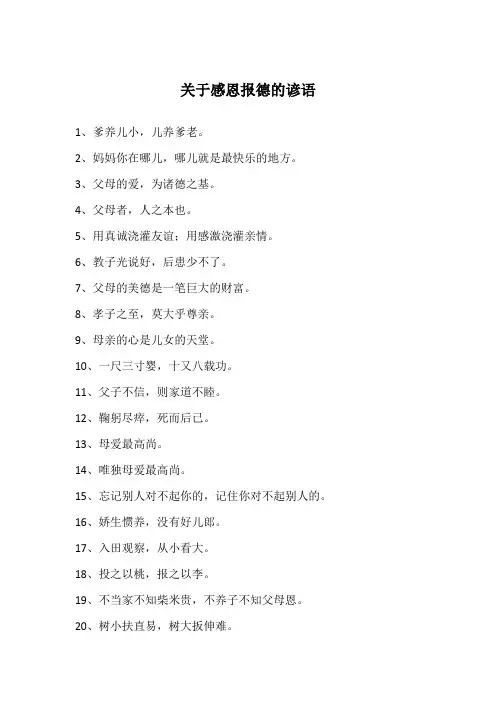 关于感恩报德的谚语