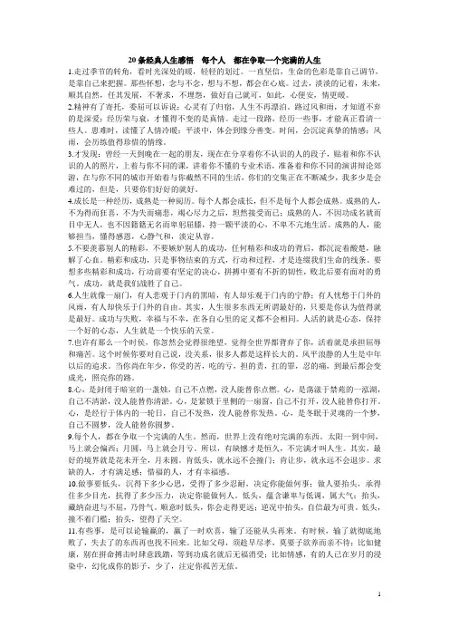 20条经典人生感悟  每个人  都在争取一个完满的人生