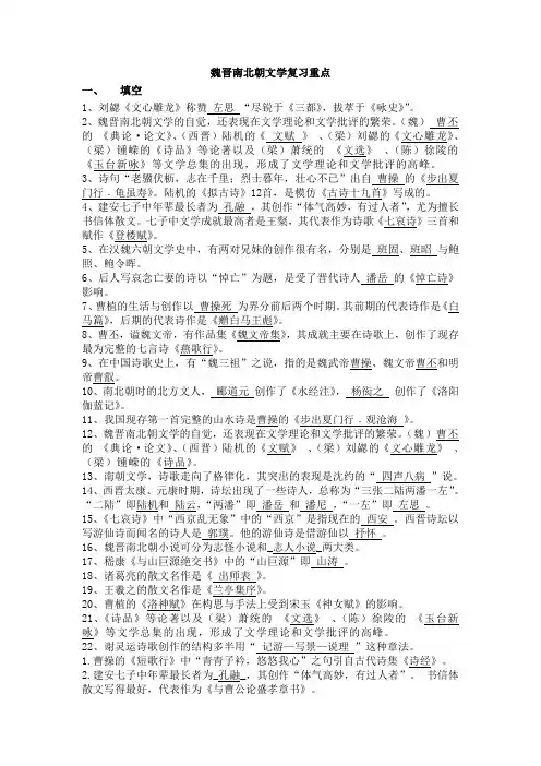 古代文学史(魏晋南北朝)