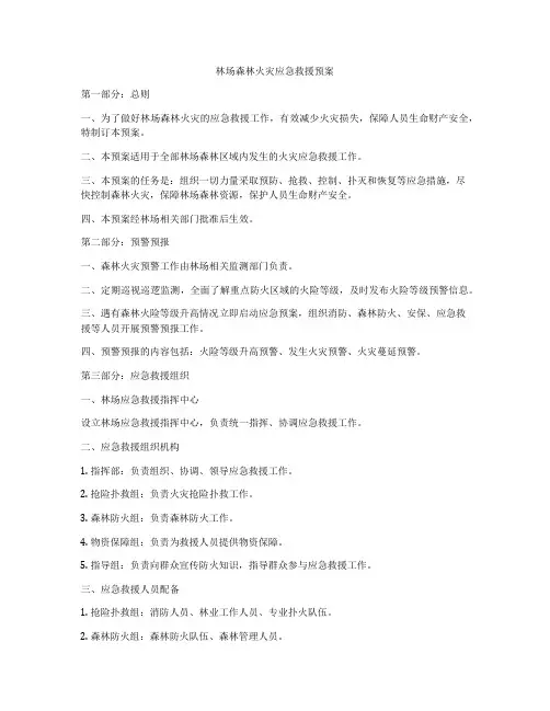 林场森林火灾应急救援预案