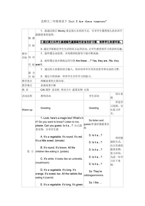 二年级英语下绿色教案1
