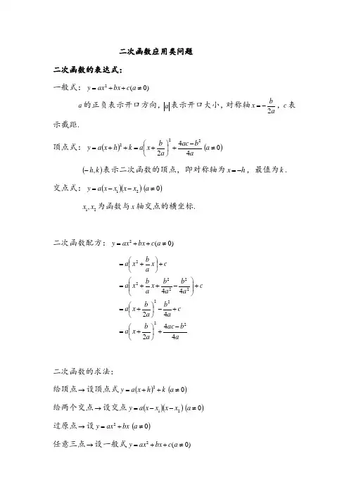 二次函数应用题归纳