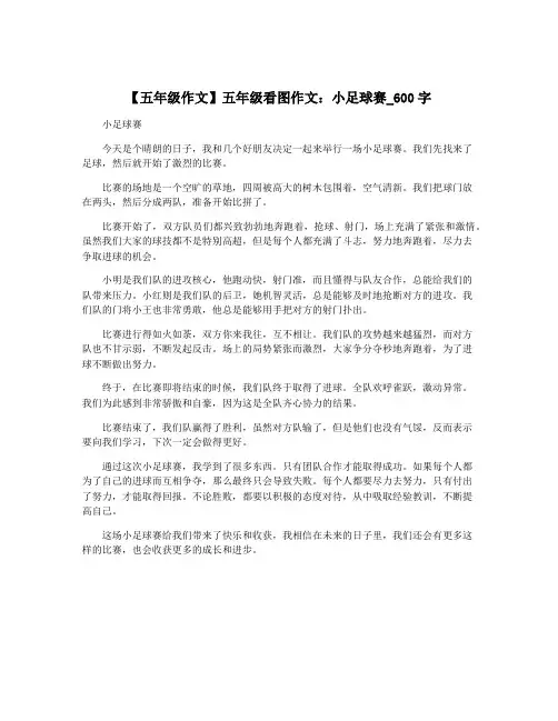 【五年级作文】五年级看图作文：小足球赛_600字