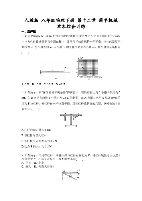 人教版 八年级物理下册 第十二章 简单机械 章末综合训练(含答案)