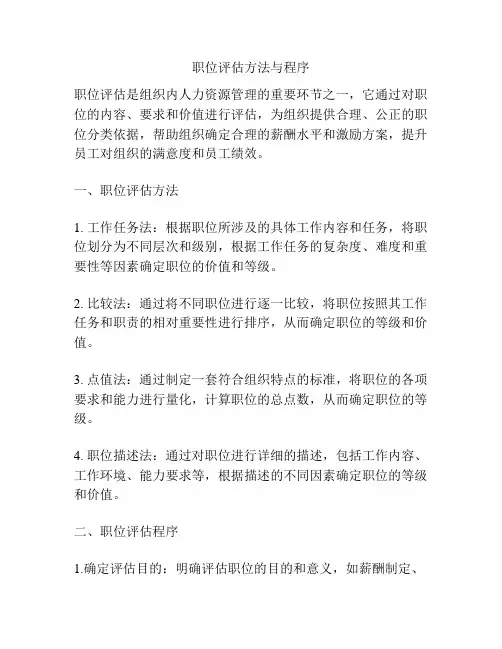 职位评估方法与程序