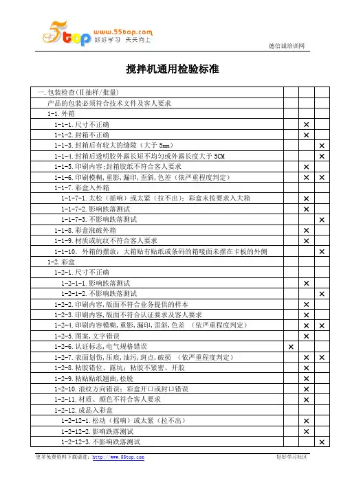 搅拌机通用检验标准
