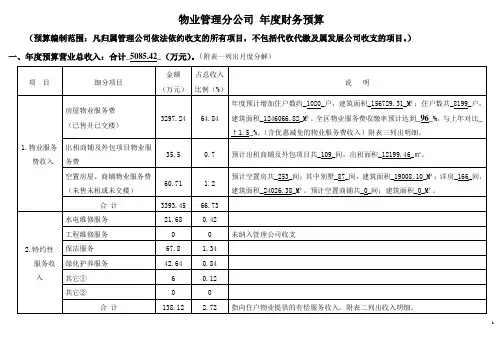 物业管理分公司 年度财务预算报告  表式资料