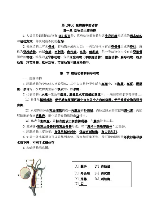 期末复习知识点总结-2023-2024学年鲁科版生物八年级上册