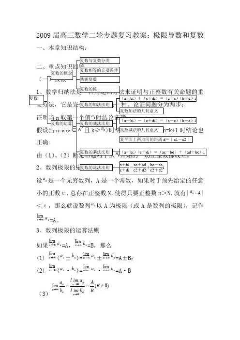 2009届高三数学第二轮专题复习教案：极限导数复数