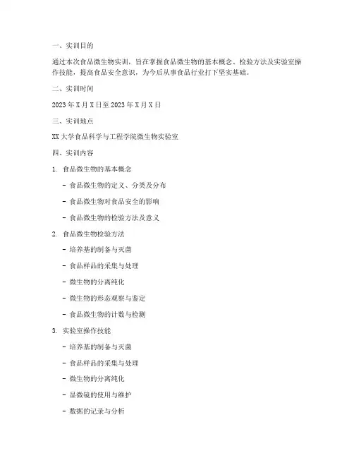 食品微生物的实训报告