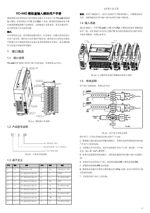 VC-4AD 模拟量输入模块用户手册说明书