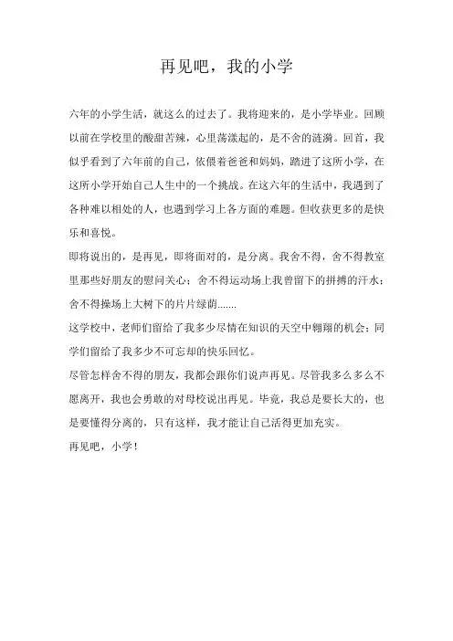 六年级抒情再见吧，我的小学