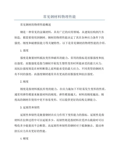 常见钢材料物理性能