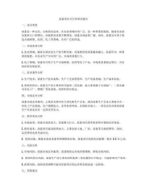 尿素项目可行性研究报告
