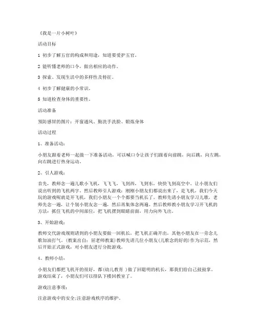 【全文解读】-学前班安全优质课教案及教学反思 第9课《我是一片小树叶》教案(优选)