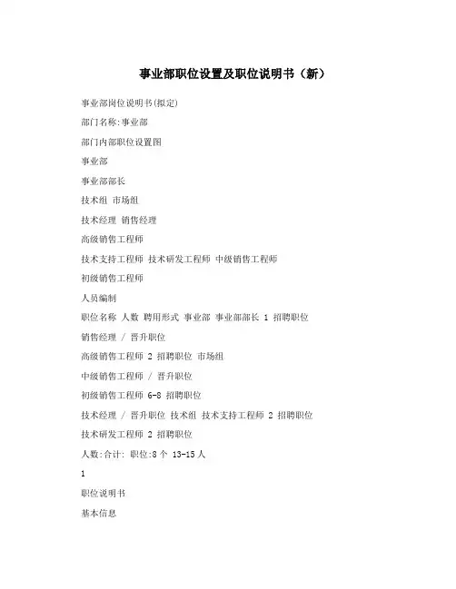事业部职位设置及职位说明书(新)