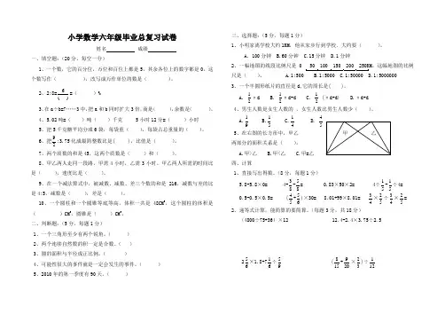 小学数学六年级毕业总复习试卷(附答案)