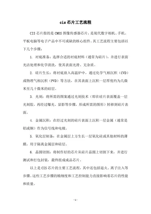 cis芯片工艺流程