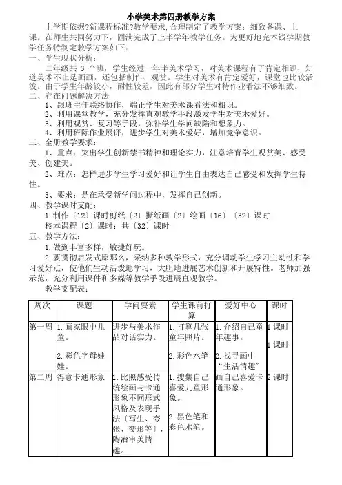 岭南版二年级下册美术全册教案表格式ok