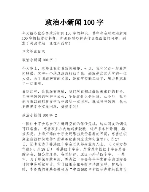 政治小新闻100字