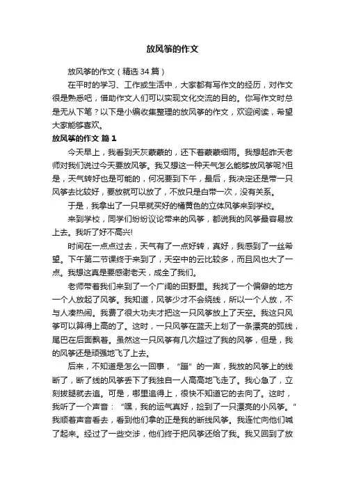 放风筝的作文（精选34篇）