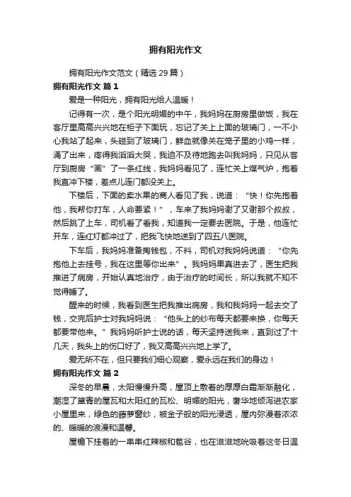 拥有阳光作文范文（精选29篇）