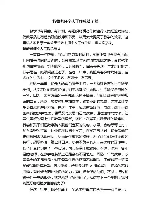 特教老师个人工作总结5篇