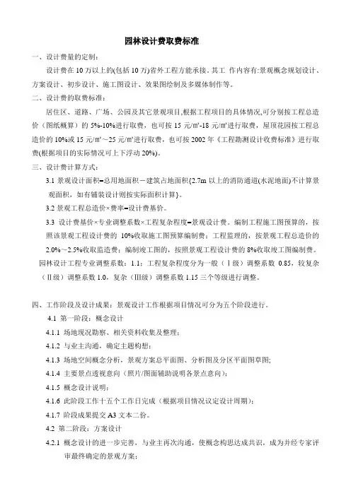 园林设计费取费标准