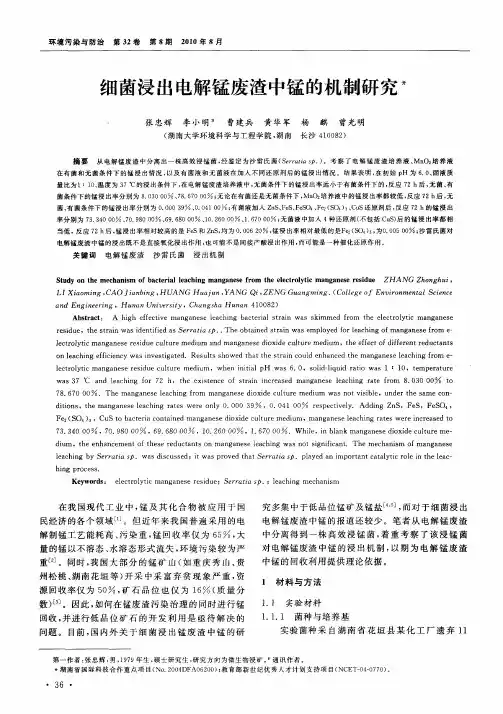 细菌浸出电解锰废渣中锰的机制研究