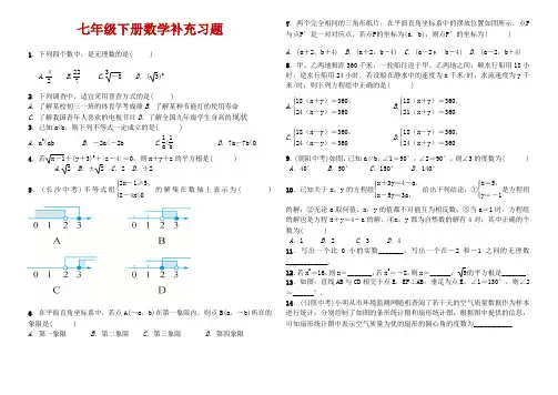 七年级下册数学补充习题
