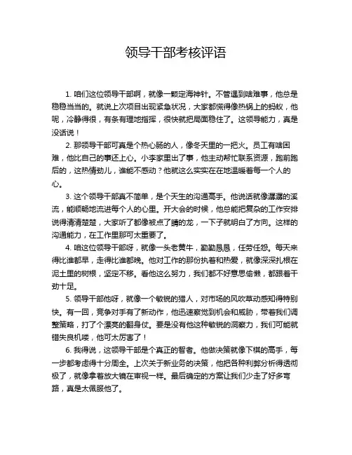 领导干部考核评语