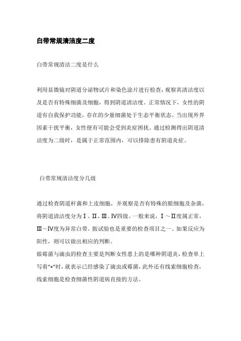 白带常规清洁度二度