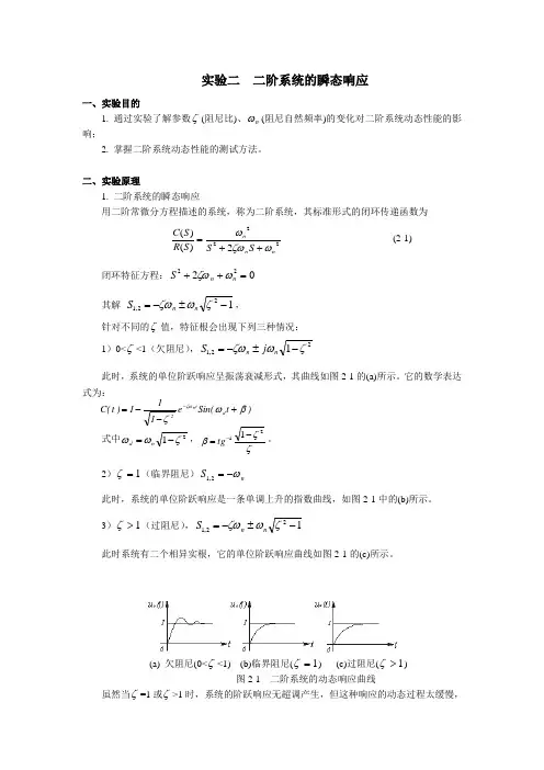 实验二  二阶系统的瞬态响应