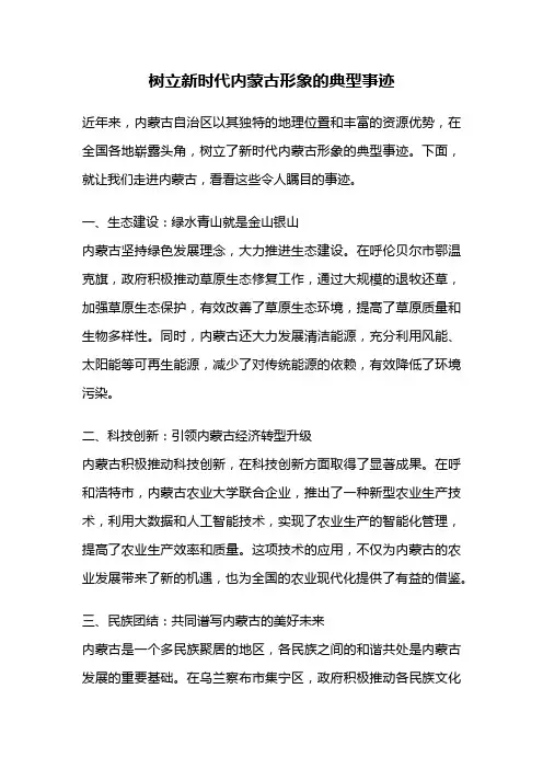 树立新时代内蒙古形象的典型事迹