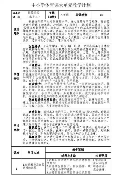 22.水平三 五年级田径大单元设计----投掷游戏