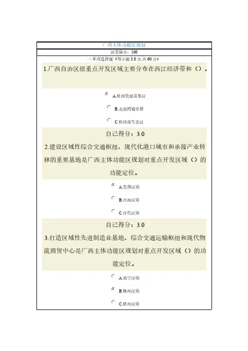 【VIP专享】《广西主体功能区规划》试题答案(100分)