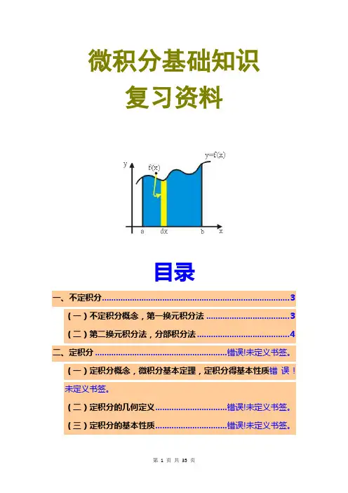 2016微积分期末复习资料汇总复习精要复习重点归纳