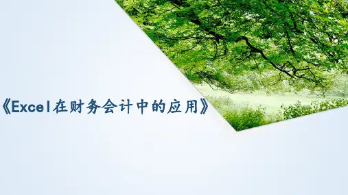《Excel在财务会计中的应用(第2版)》项目三 账务处理-报表课件