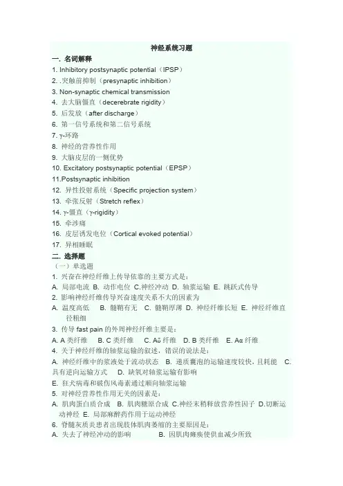 神经系统习题