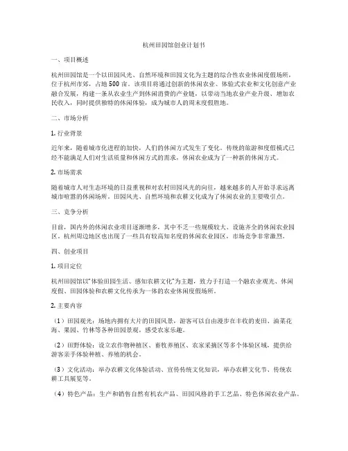 杭州田园馆创业计划书