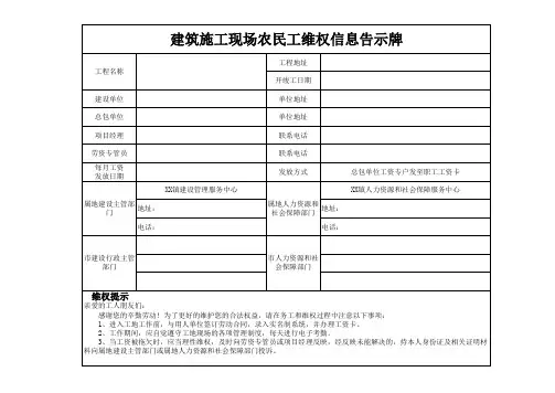 维权信息告示牌